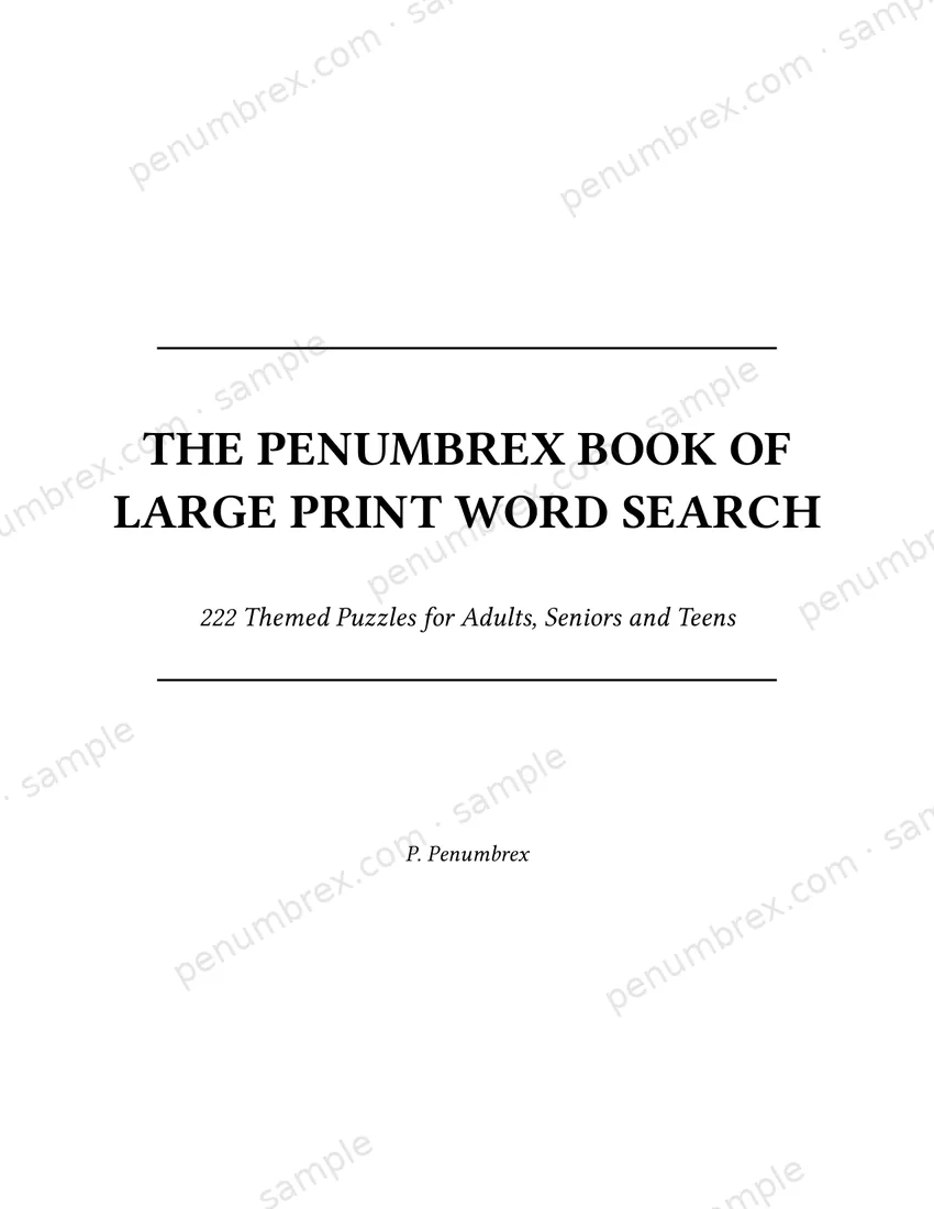 Page 1 of The Penumbrex Book of Large Print Word Search — Volume 1