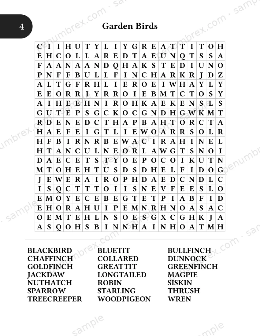 Page 10 of The Penumbrex Book of Large Print Word Search — Volume 1