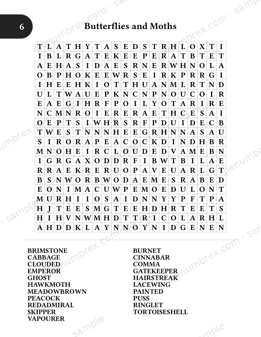 Page 12 of The Penumbrex Book of Large Print Word Search — Volume 1