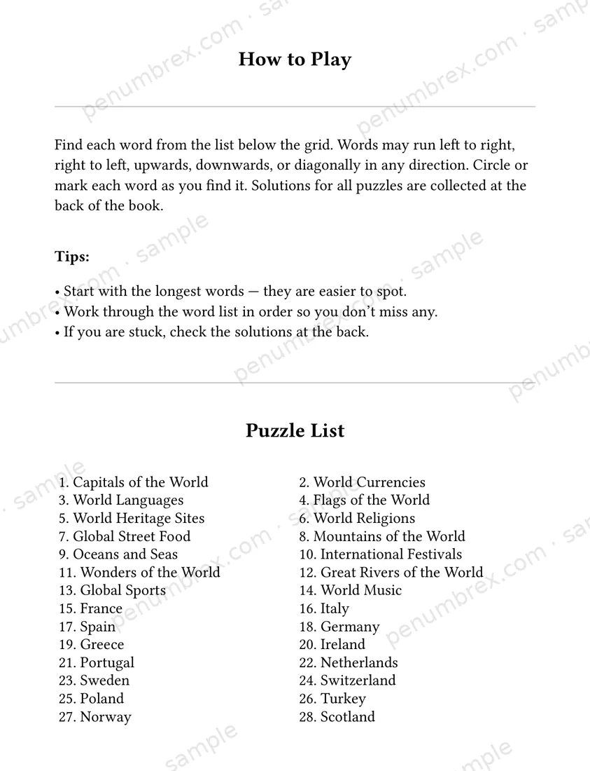 Page 3 of The Penumbrex Book of Large Print Word Search — Volume 3
