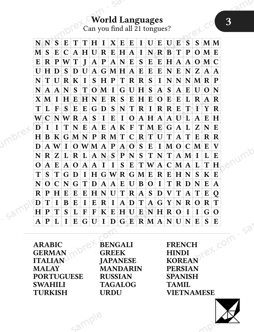 Page 9 of The Penumbrex Book of Large Print Word Search — Volume 3