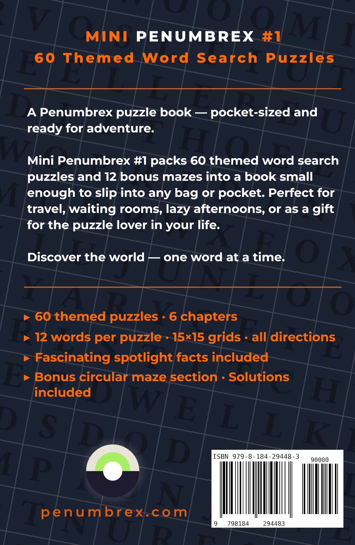 Back cover of Mini Penumbrex #1 — The World Around Us — Word Search