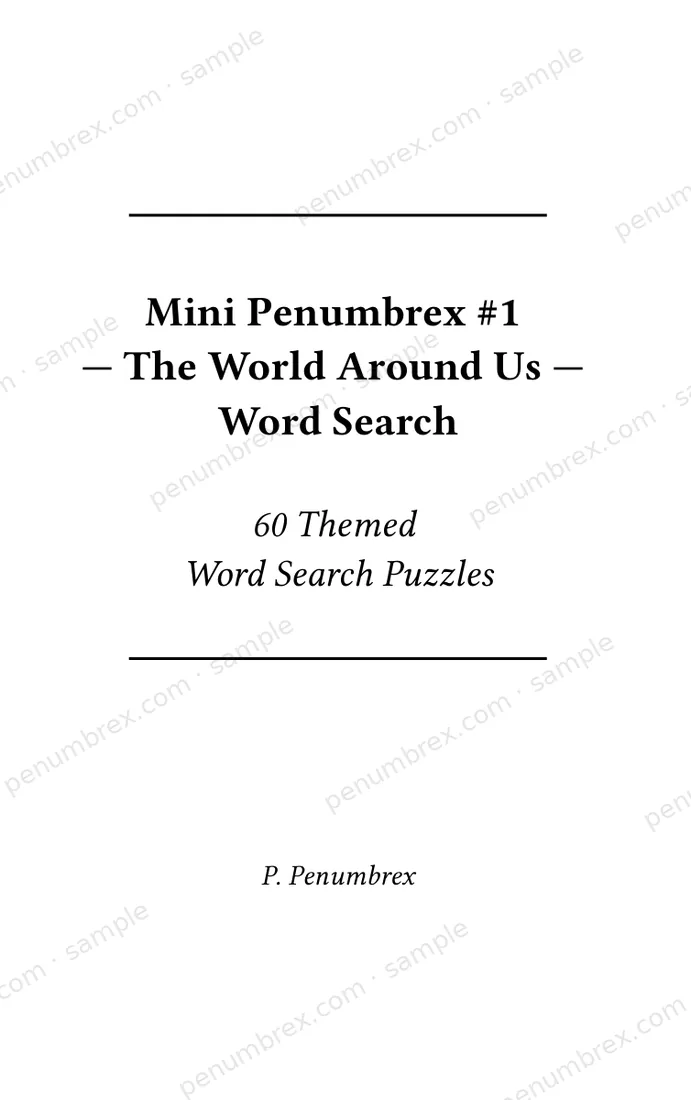 Page 1 of Mini Penumbrex #1 — The World Around Us — Word Search