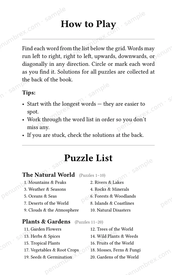 Page 3 of Mini Penumbrex #1 — The World Around Us — Word Search