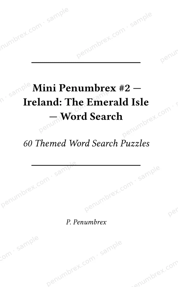 Page 1 of Mini Penumbrex #2 — Ireland: The Emerald Isle — Word Search