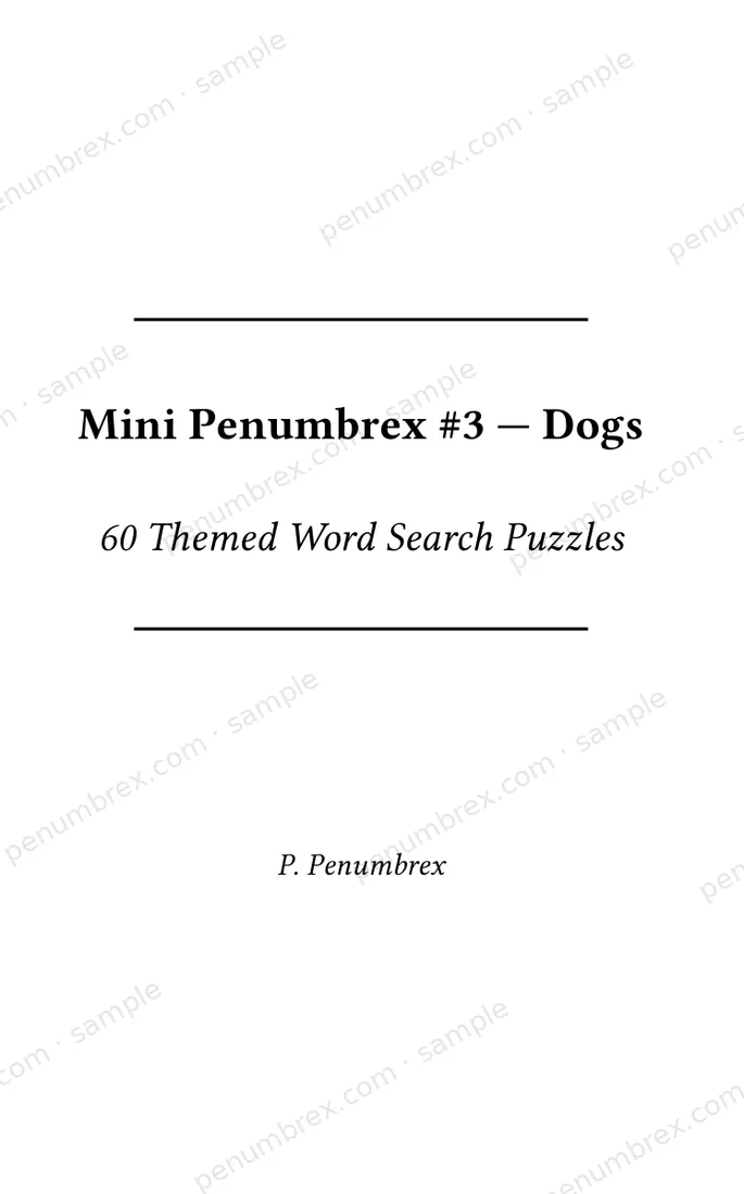 Page 1 of Mini Penumbrex #3 — Dogs — Word Search