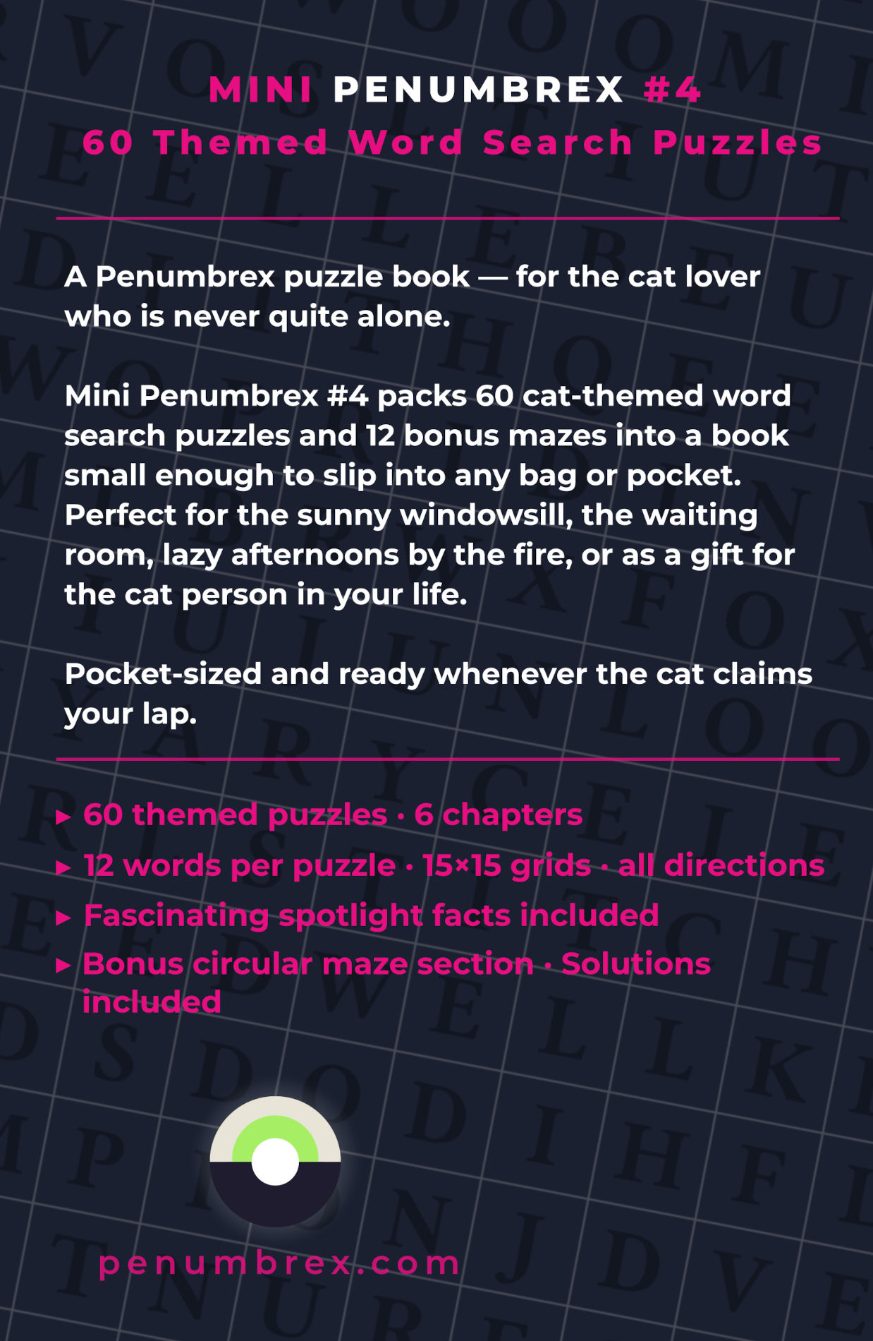 Back cover of Mini Penumbrex #4 — Cats — Word Search