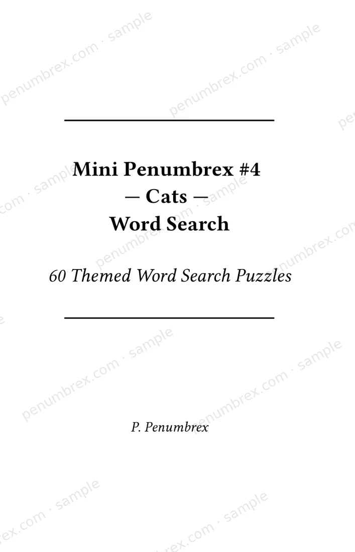Page 1 of Mini Penumbrex #4 — Cats — Word Search