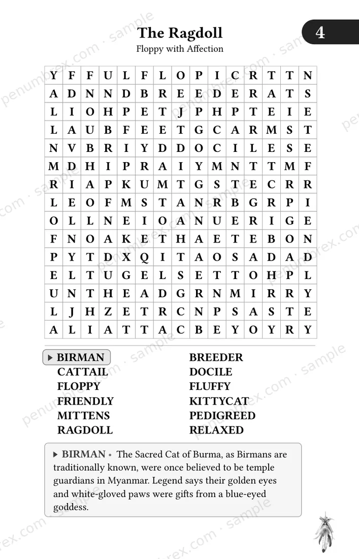 Page 9 of Mini Penumbrex #4 — Cats — Word Search