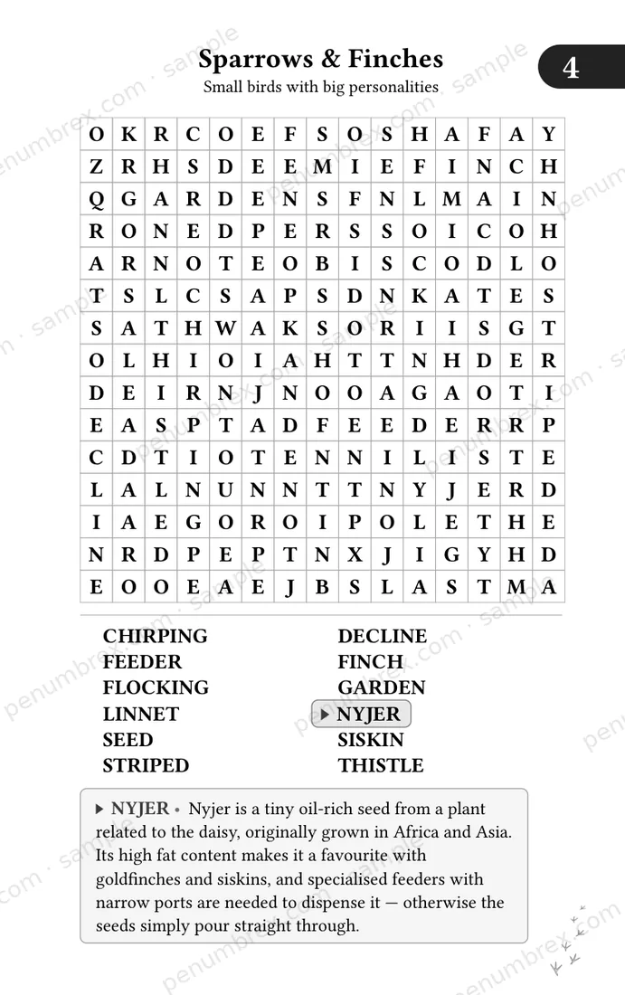 Page 9 of Mini Penumbrex #5 — Birds — Word Search