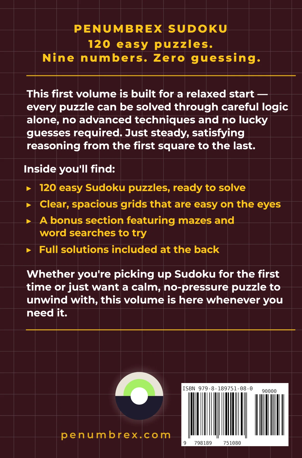 Back cover of Penumbrex Sudoku — Easy
